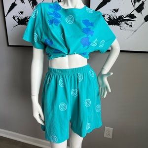 Vintage 2 piece aqua set